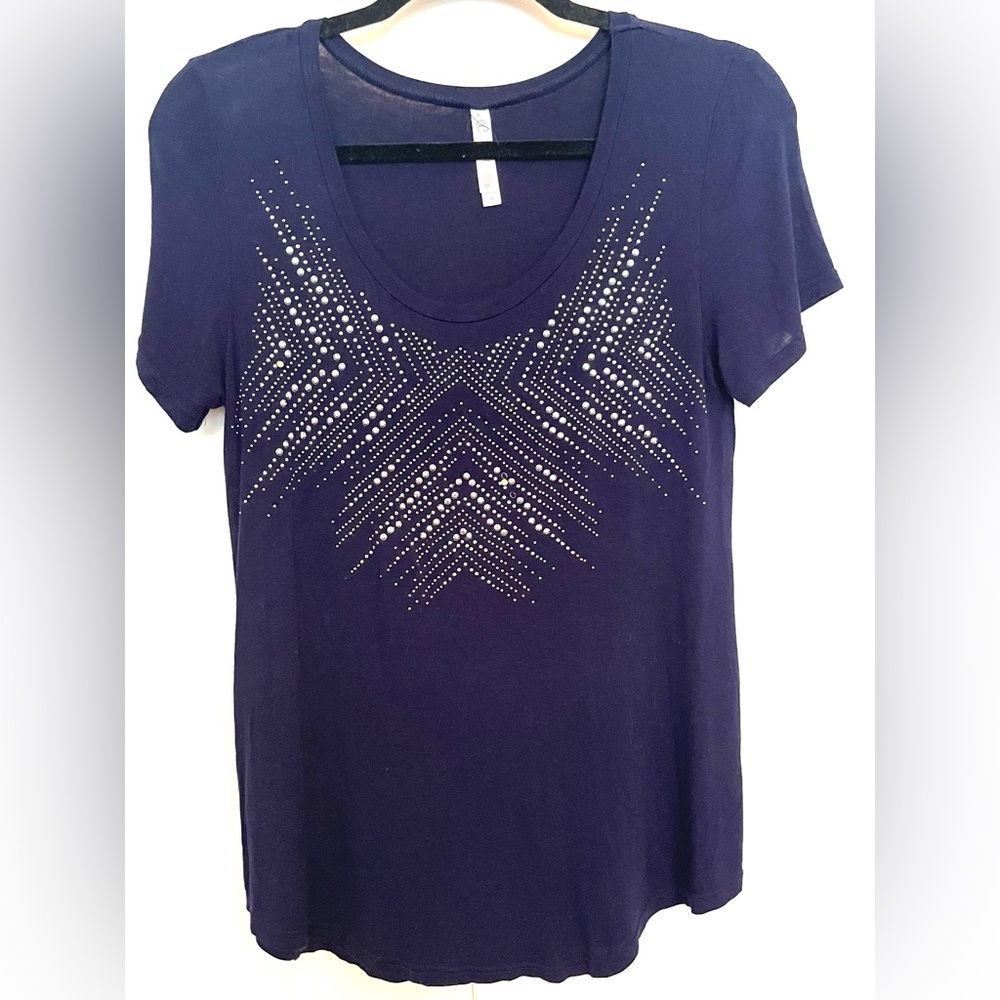 LC Couture Women's Navy Embellished Top
